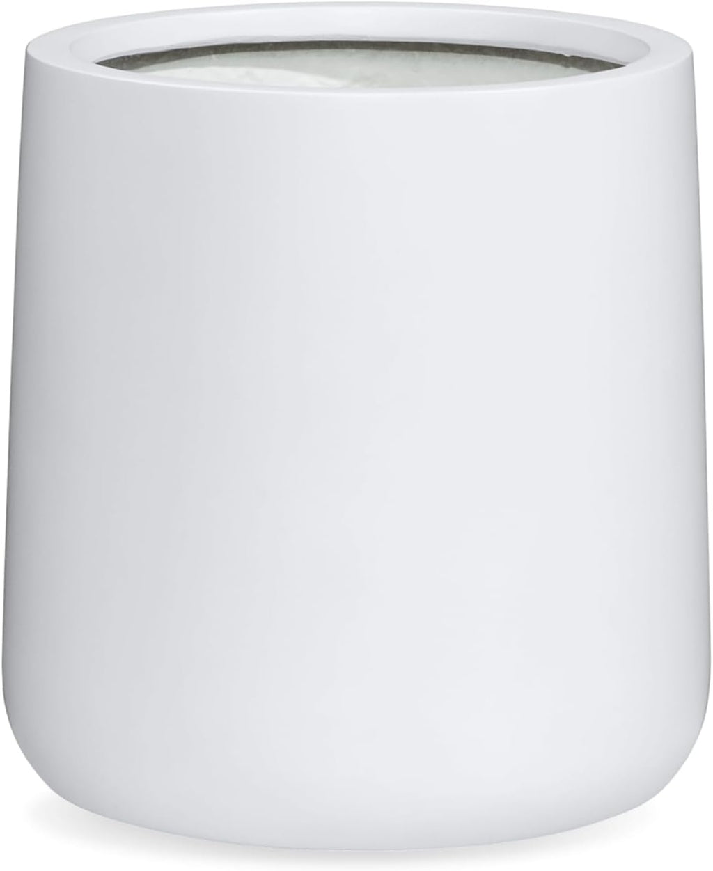 13" H x 12.6" D Conico Fiberstone Round Planter with Drainage Hole, Smooth Finishes, Weather Resistant for Indoor and Outdoor Use, Included 2 Extra Coco Mats (White, 10" Pot Opening)