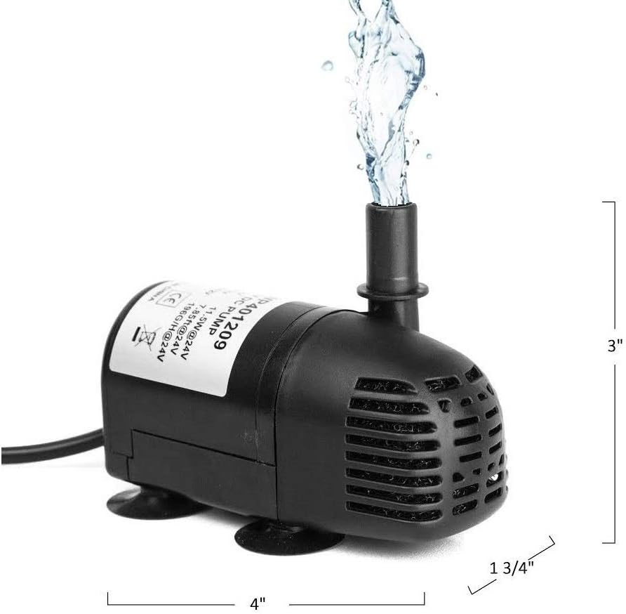 12V-24V DC Brushless Submersible Water Pump 196 GPH for Solar Fountain Hydroponics and Aquaponics