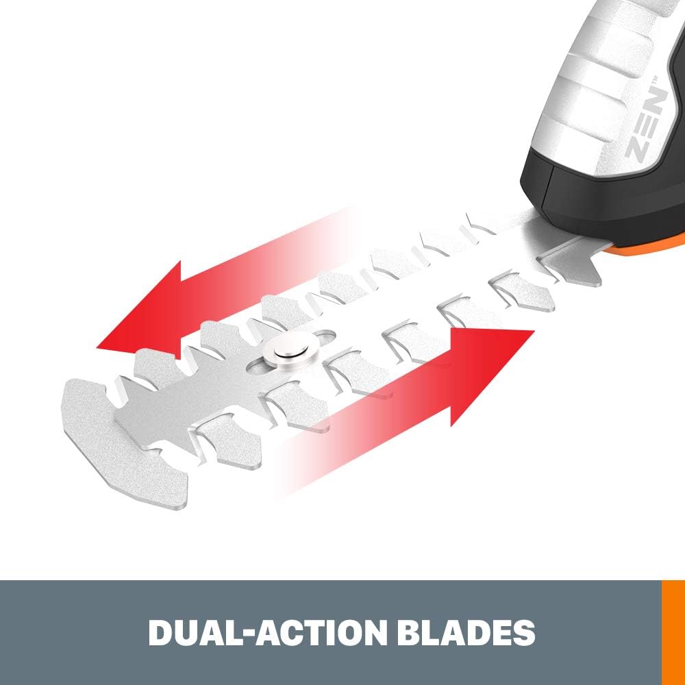 WORX WG801.9 20V 2 in 1 Cordless Hedge Trimmer, 4" Grass Shear & 8" Shrub Trimmer with 2 Blades, Battery & Charger Not Included