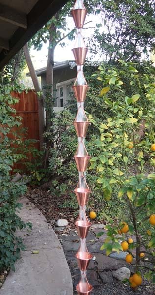 Nutshell Stores Steel Cups Rain Chain - Copper Plated - 9 Feet