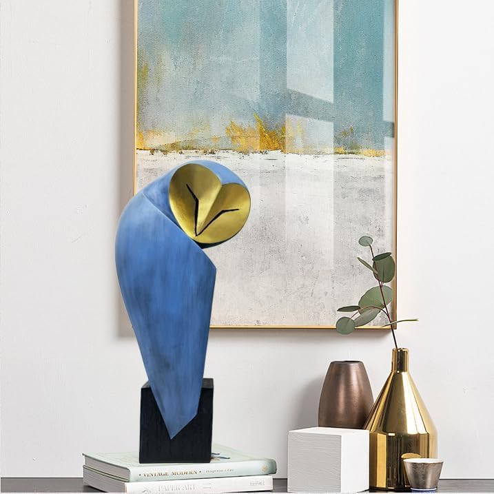 Mid-Century Modern 15 Inch Resin Owl Sculpture - Handmade Vintage Home Decor Statue for Bookshelves, Office Desk, Mantel & Collector Display