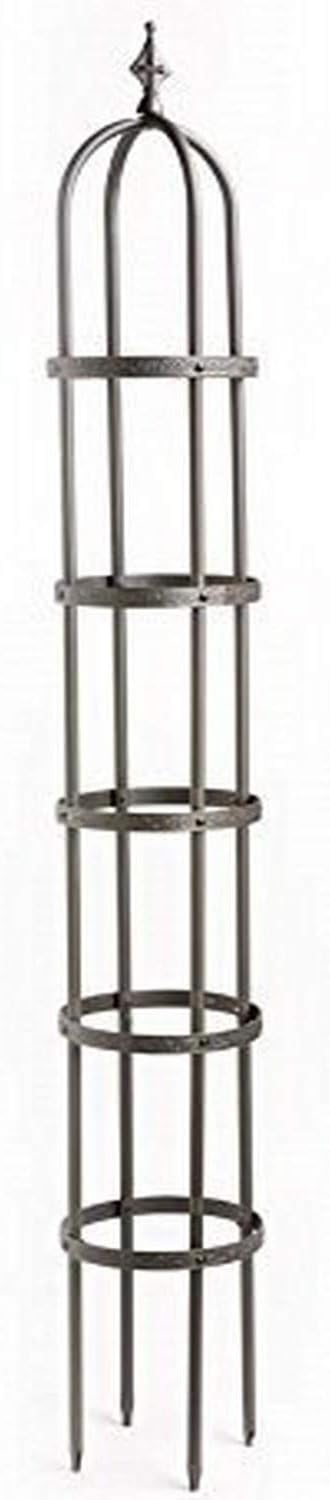 Plow & Hearth Metal Garden Obelisk | Indoor/Outdoor | Powder-Coated Steel | Trellis for Climbing | Floral Pattern | 11" Dia. x 7'H | Bronze