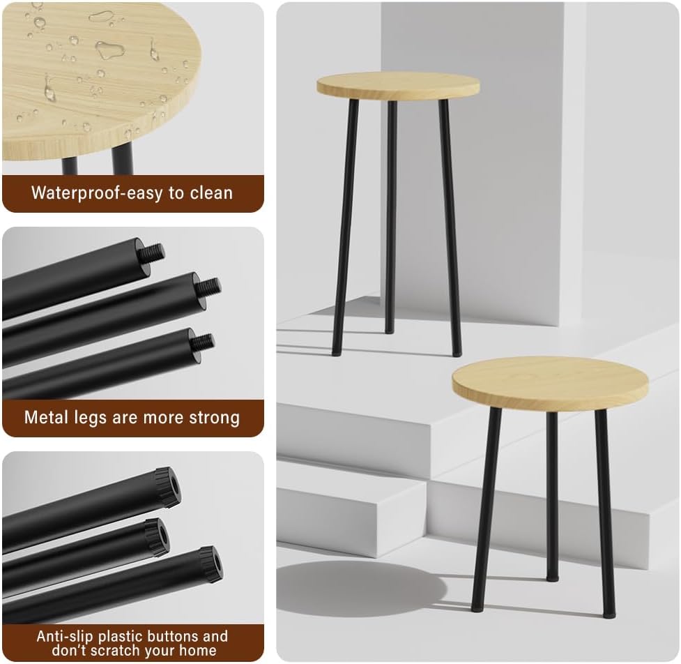 Plant Stand Indoor Tall: Corner Wood Plant Stand 2 Pack Mid Century Modern Decor - Small Round Plant Table for Indoor Plants - Outdoor Plant Holder for Patio Living Room Bathroom Office (Burlywood)
