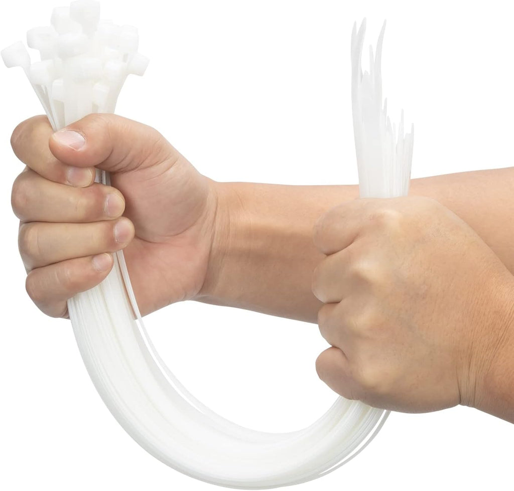 XINGO 20 inch Zip Ties Heavy Duty 100 PCS, 175 LBS Ultra Strong Plastic Wire Ties, Large Cable Ties xtra Long Tie Wraps, Indoor and Outdoor UV Resistant (White)