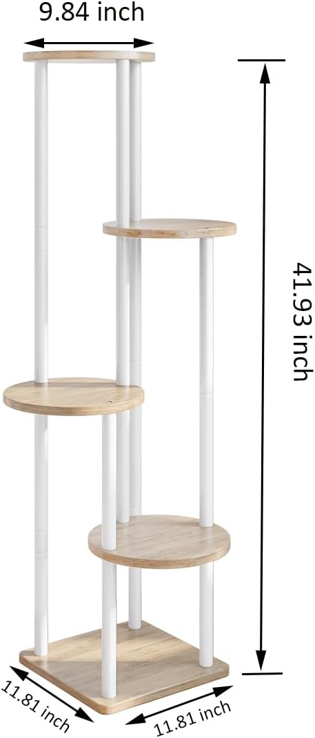 AZERPIAN Plant Stand Indoor 5 Tier Metal Plant Shelf for Multiple Plants Corner Tall Flower Holders for Living Room Balcony Bedroom Patio Garden (White, 5 Tier)