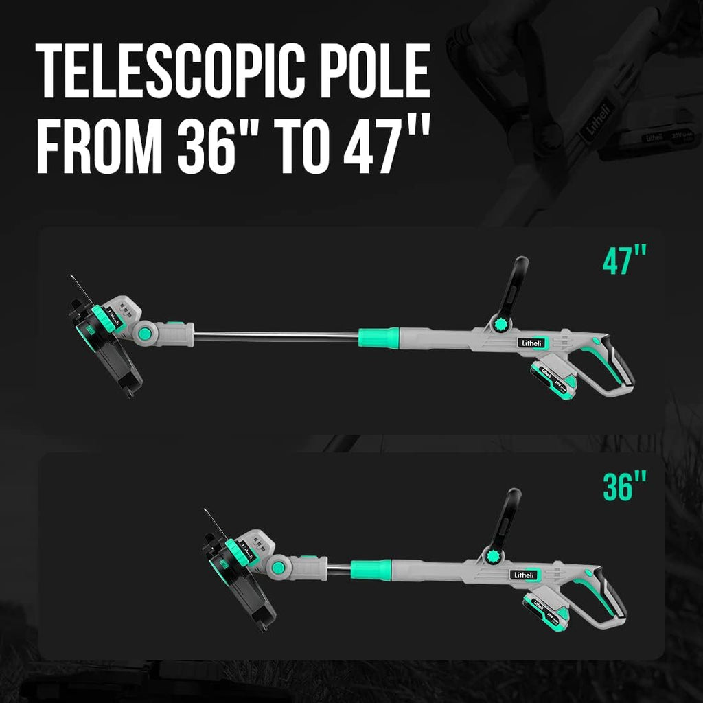 Litheli 12.1 Inch Cordless String Trimmer/Edger, 20V Weed Wacker Eater Battery Powered Grass Trimmer with Auto-Feed for Lawn Trimming/Edging, with 2.0Ah Battery and Charger Included