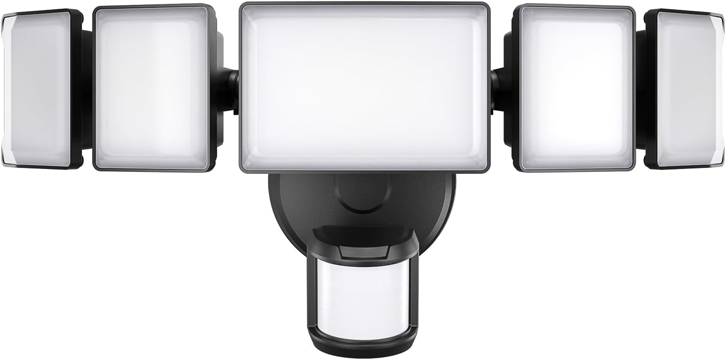 Olafus 100W Motion Sensor Outdoor Lights, 10000LM 6500K Daylight Flood Lights Outdoor Motion Sensor, Dusk to Dawn Outdoor Lighting, IP65 Waterproof Motion Detector Lights for Outside, Black