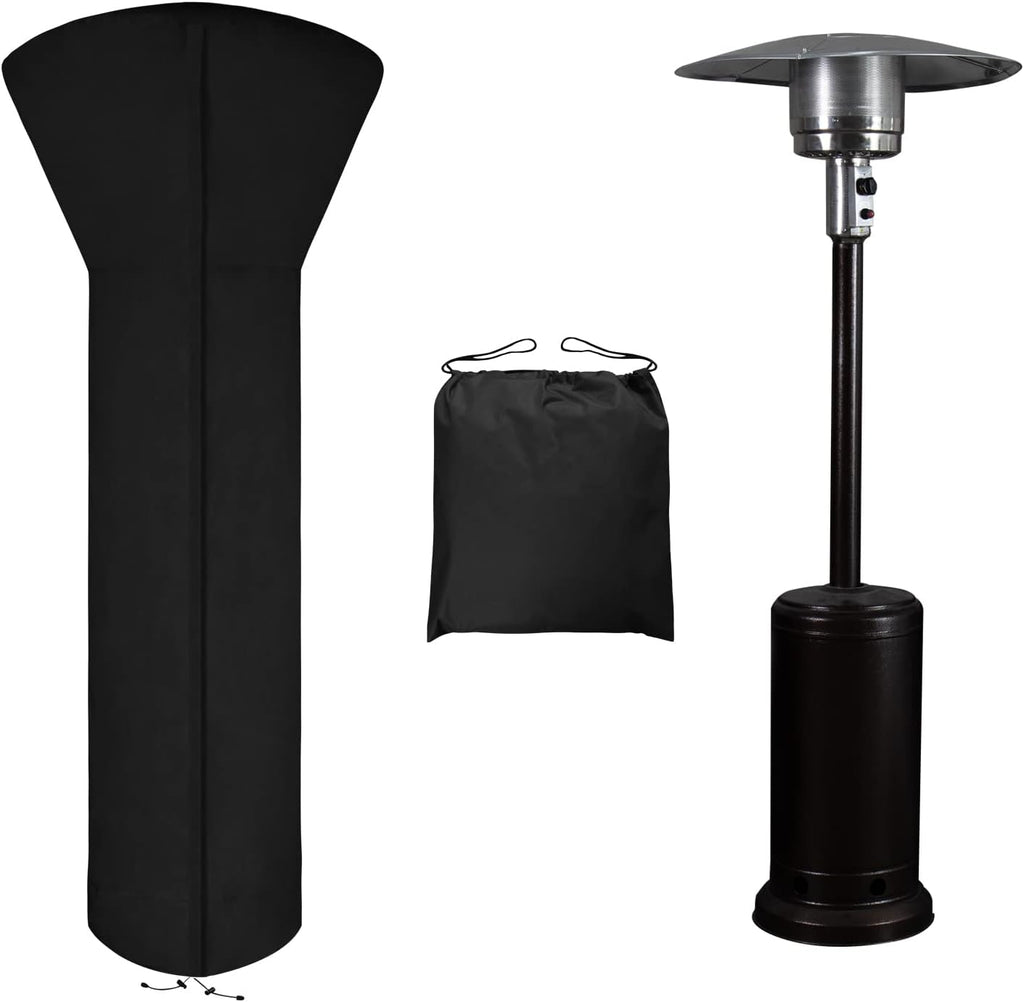 Easy-Going Patio Heater Cover with Zipper and Storage Bag, Waterproof Outdoor Heater Cover Dustproof, UV-Resisant, Wind-Resistant (89" H x 33" D x 19" B, Black)