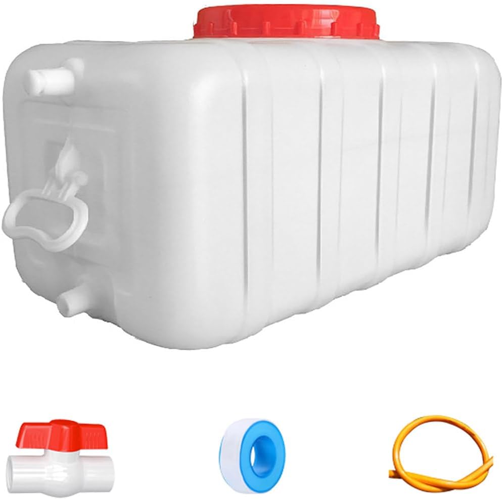 Plastic Water Tank 25L/35L/50L/80L/110L/200L Water Container，Rain Water Tank，Food-Grade Rectangular Thickened Water Tower with Faucet for Household Water Storage(Size:200L)