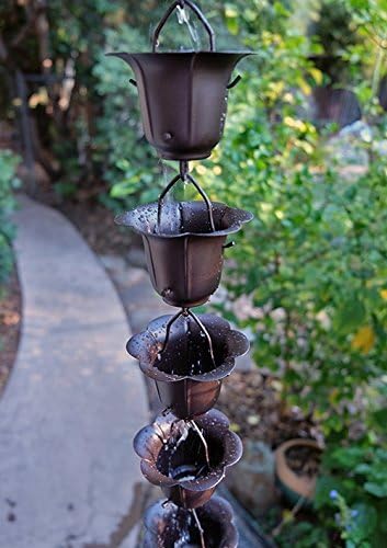 Nutshell Stores Flower Cups Rain Chain - Bronze - 14 Feet