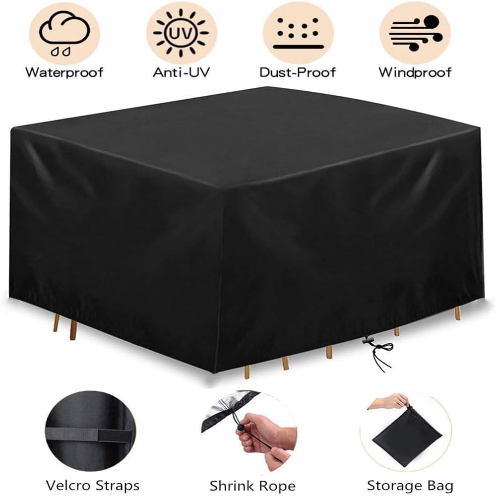Fire Pit Cover, 34" x 34" x 30" Square Gas Fire Pit Cover, Waterproof 600D Heavy Duty Square Patio Fire Pit Table Cover, Full Coverage Dustproof Anti UV OutdoorFire Pit Covers