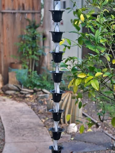 Nutshell Stores Flower Cups Rain Chain - Black - 9 Feet