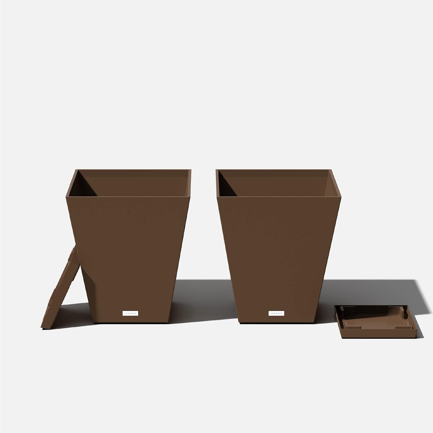Veradek Nobleton Indoor/Outdoor Wide Square Planter (Espresso, 18" - 2 Pack with 2 Saucer Trays)