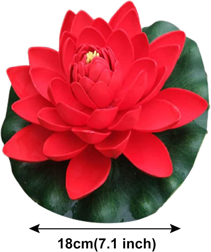 FZBNSRKO Artificial Lotus,4PCS 7.1" Inch Floating Foam Lotus Flowers for Pool,Realistic Water Lily Pads for Home Outdoor Patio Pond Wedding Party Decorations,Red