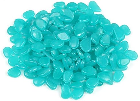 Party Zealot 2lb 400PCS Glow in The Dark Pebbles Stones for Indoor and Outdoor Walkways Garden Driveway Large Bag Powered by Light and Solar (Blue)
