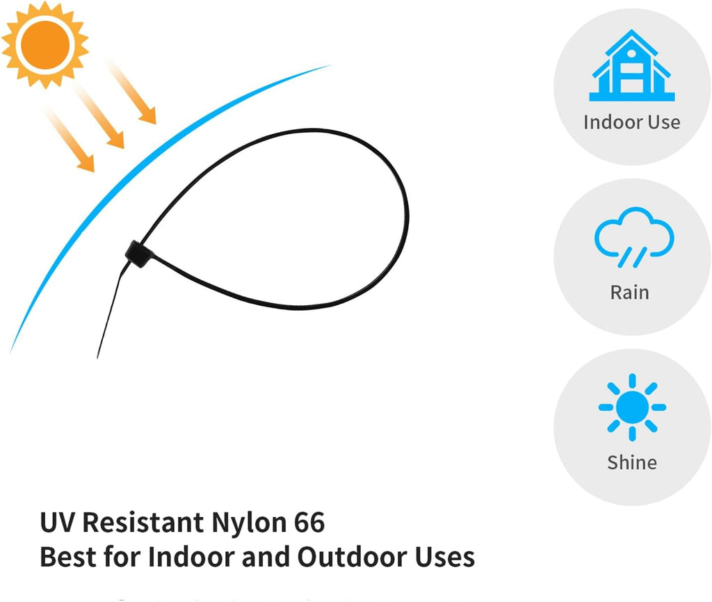 14 Inch Zip Ties Brown 1000 PCS, 40 Lbs- Heavy Duty Tensile Strength, Nylon PA66 UV Resistant Cable Ties for Indoor and Outdoor Use - Ideal for object bundling and fastening