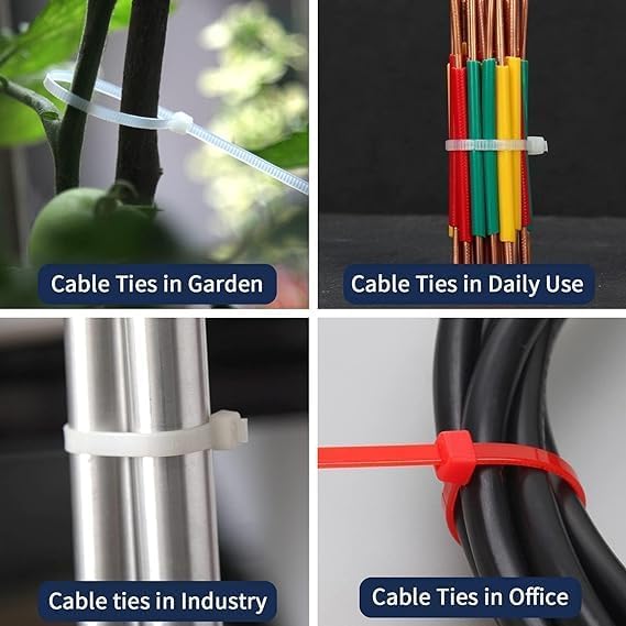 XINGO 1000 PCS Silver Zip Ties 8 Inch, 60 LBS Tensile Strength, Self-Locking Nylon Plastic Nylon PA66 Wire Ties for Indoor and Outdoor Use