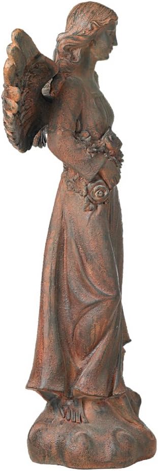 John Timberland Large Tall English Tudor Angel Garden Statue Sculpture Catholic Religious Holy Decor Outdoor Garden Front Porch Patio Yard Outside Home House Iron Rust Finish Resin 41 1/2" High