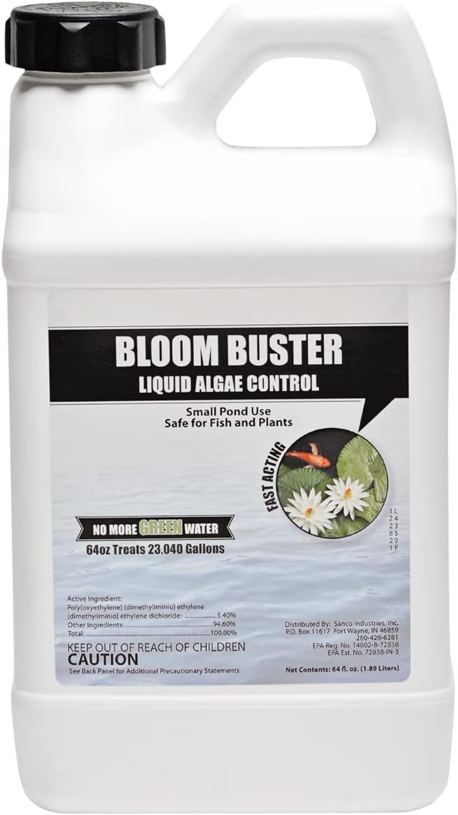 Bloom Buster Pond Algae Control - 64oz - Fast Acting Algaecide, Use in Fountains & Outdoor Ponds Containing Koi & Other Fish - EPA Registered