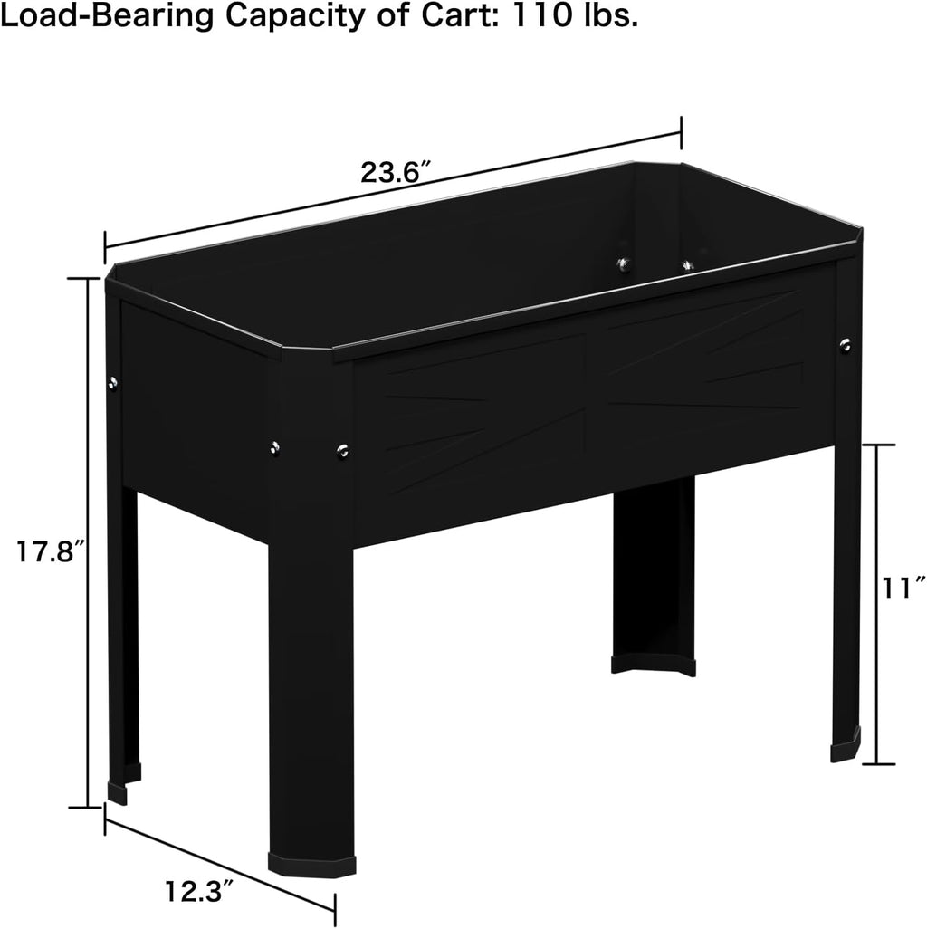 Raised Garden Bed with Detachable Tall Legs Elevated Metal Planter Box for Growing Fresh Herbs Vegetables Flowers Succulents&Other Plants for Outdoor Backyard Patio Deck Balcony Black