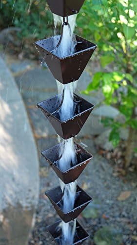 Nutshell Stores Medium Square Cups Rain Chain - Bronze - 16 Feet