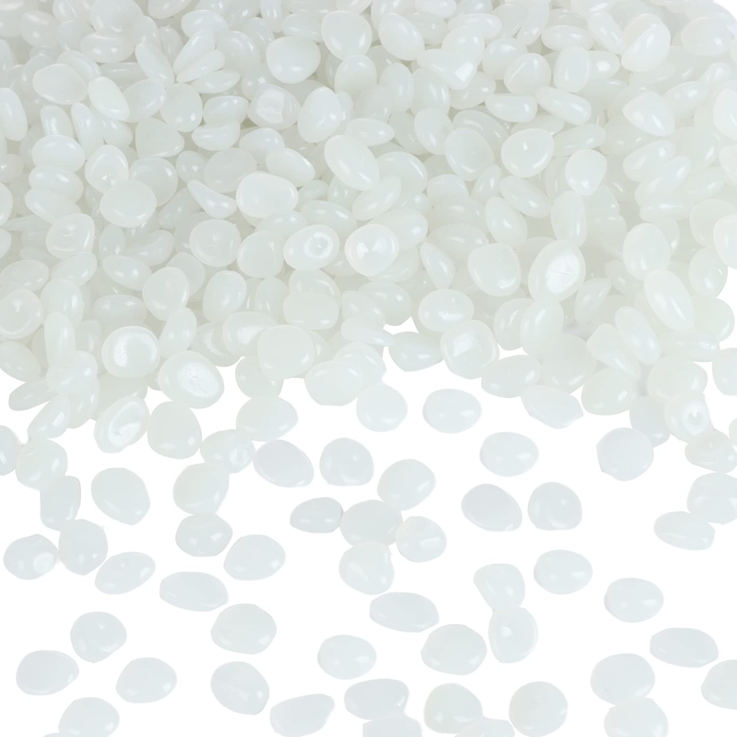 900pcs Glow in The Dark Rocks Outdoor Decorations Stones Small Luminous Pebbles Indoor/Outdoor Decor for Garden Fish Tank Aquarium Planter Walkway - White