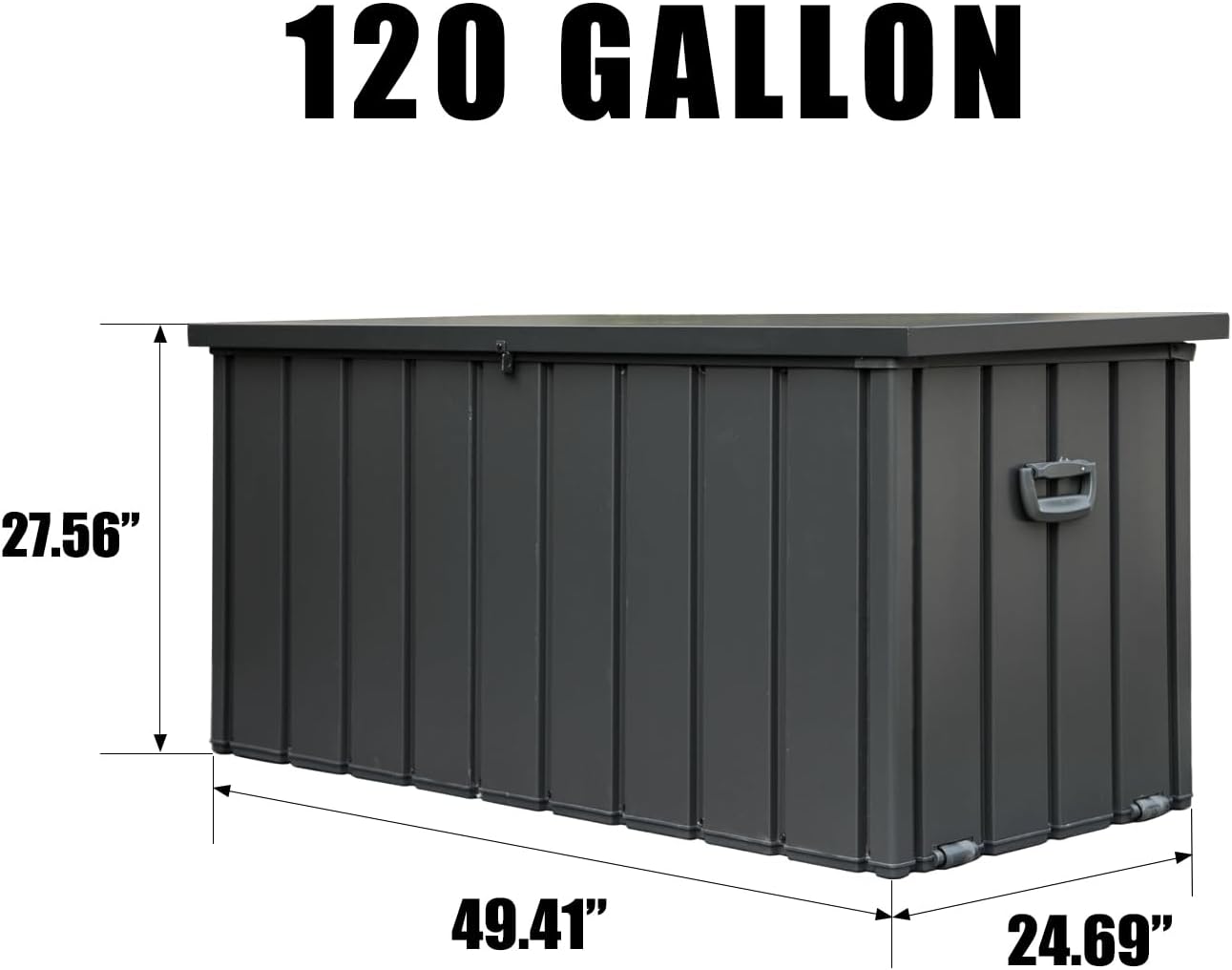 Domi Outdoor Storage Deck Box 120 Gallon, Waterproof Lockable Steel Outdoor Storage Container for Outside Cushions, Garden Tools and Pools Equipment, Gray