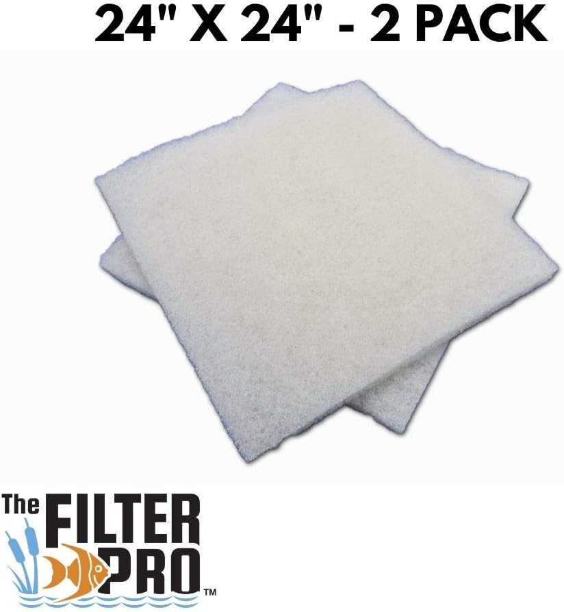 Beige Coarse Filter Media, 2" Thick, 24" x 24" Pads, 2 Pack, Perfect for Aquariums, Ponds or Water Gardens, Made in USA