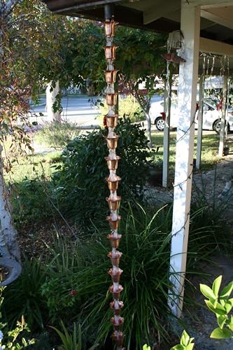 Nutshell Stores Flower Cups Rain Chain - Copper - 19 Feet