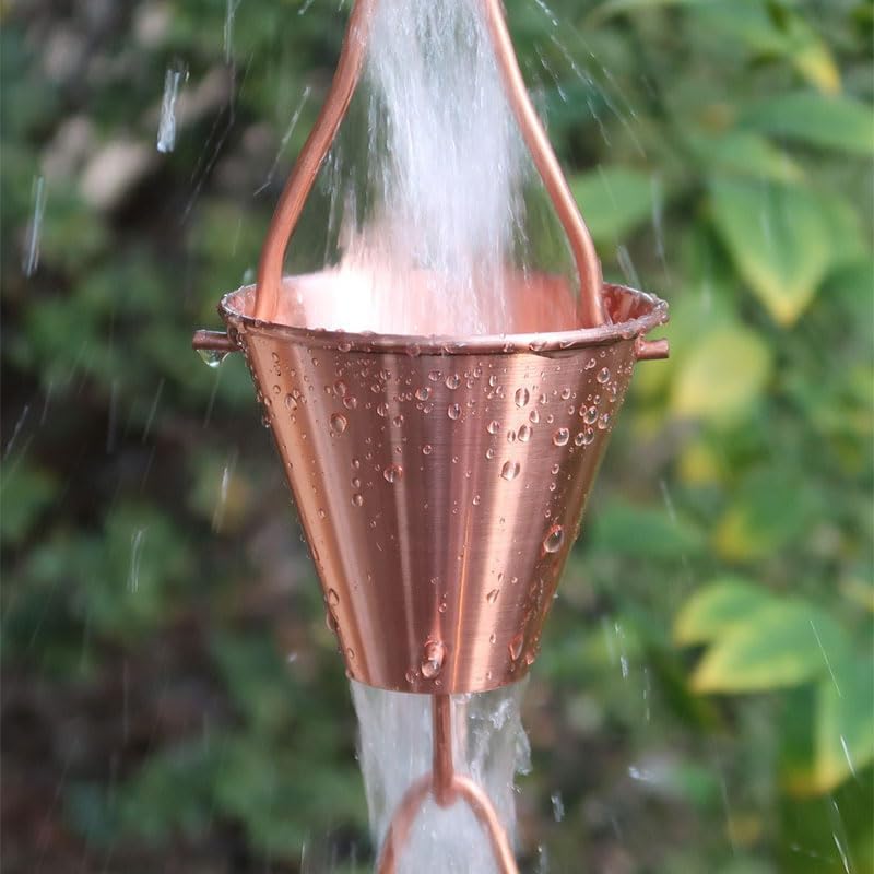 Nutshell Stores Steel Cups Rain Chain - Copper Plated - 20 Feet