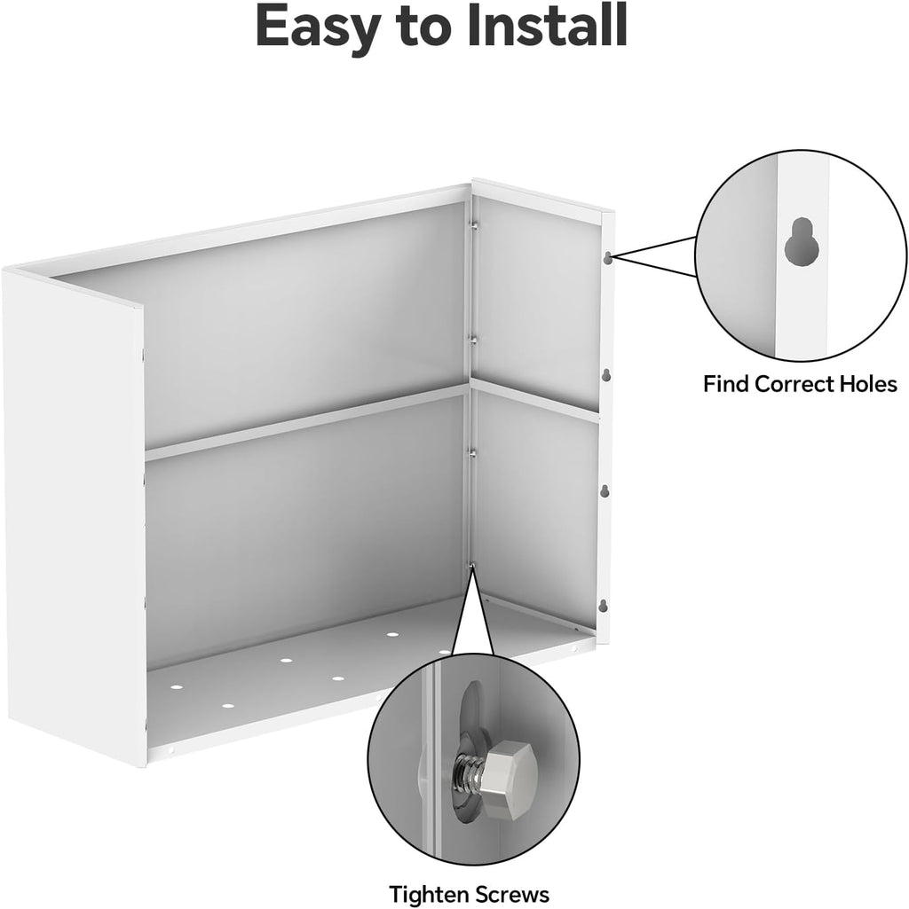 Heavy-Duty Galvanized Steel Planter with Removable Insert Shelf & 4 Drainage Holes - 32x12x24 Inches Large Size Outdoor/Indoor Garden Pot, White