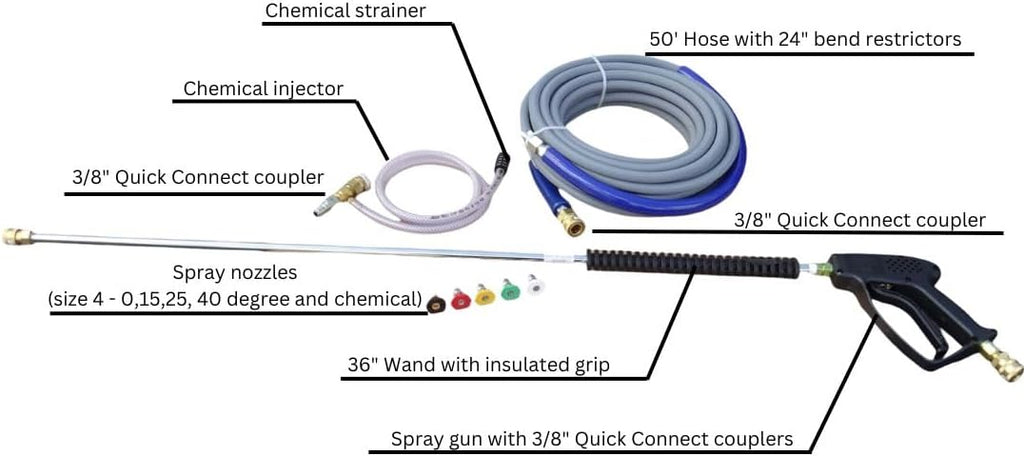 Eagle II EB4040KG Belt Driven 4000 PSI Cold Water Pressure Washer, 4.0 GPM, CH440 Engine, Includes Spray Gun and Extension Wand, 5 QC Nozzle Tips, 3/8-inch x 50-Foot Non-Marking Hose