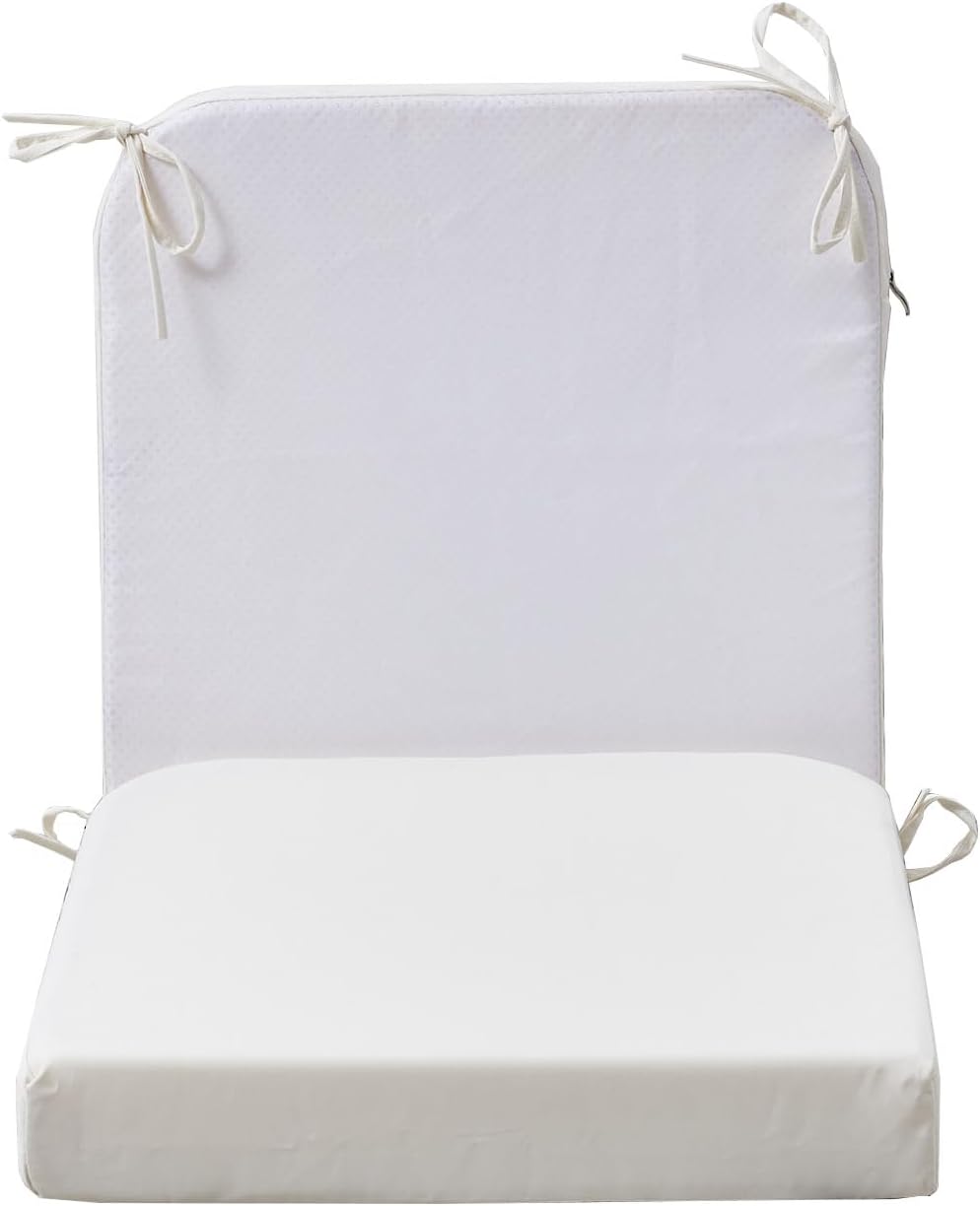 17 x 17 Inch Outdoor Seat Cushions for Patio Furniture with Non Slip and Ties Waterproof & UV Resistant Round Corner Outdoor Chair Cushions Replacement Set of 2, Beige