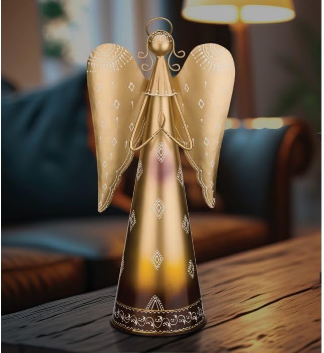 Regal Art & Gift Angel Statue - Metal Indoor/Outdoor Garden Statue Deals, Elegant Garden Decor, Beautiful Gifts for Women, Exquisite Angel Statues for Garden, 23-Inch, Gold