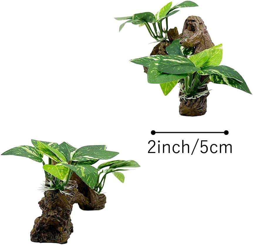 Smoothedo-Pets Fish Tank Decorations Aquarium Decor Ornaments Betta Silk Leaf pad Hammock Artifical Driftwood Cave Goldfish Bowl Accessories (Type-E)