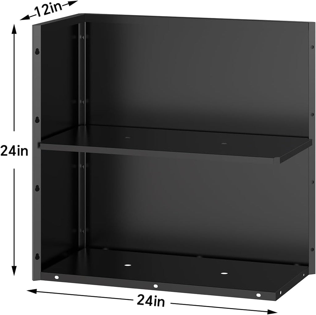 Galvanized Steel Tall Planter – 24x12x24in with Removable Insert Shelf | All-Weather Rectangular Metal Planter Box for Porch, Garden, Patio | Indoor & Outdoor Use | Black