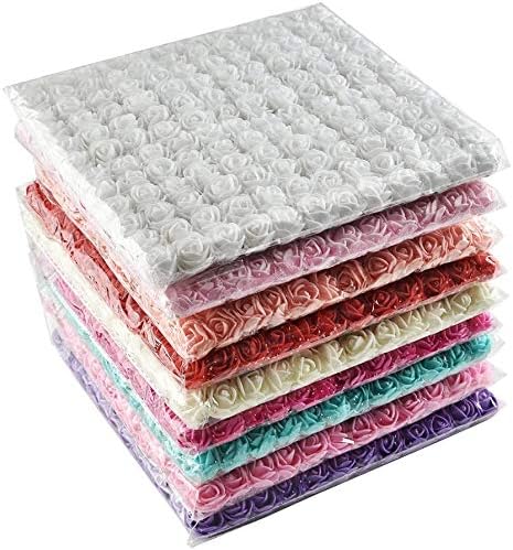 Foam Rose Fake Flowers for Crafts 144 pcs 2 cm Mini Wreaths Artificial Flower Bouquet Multicolor Rose Flower Wedding Scrapbooking Decoration Rose Fake Flower(Tan)