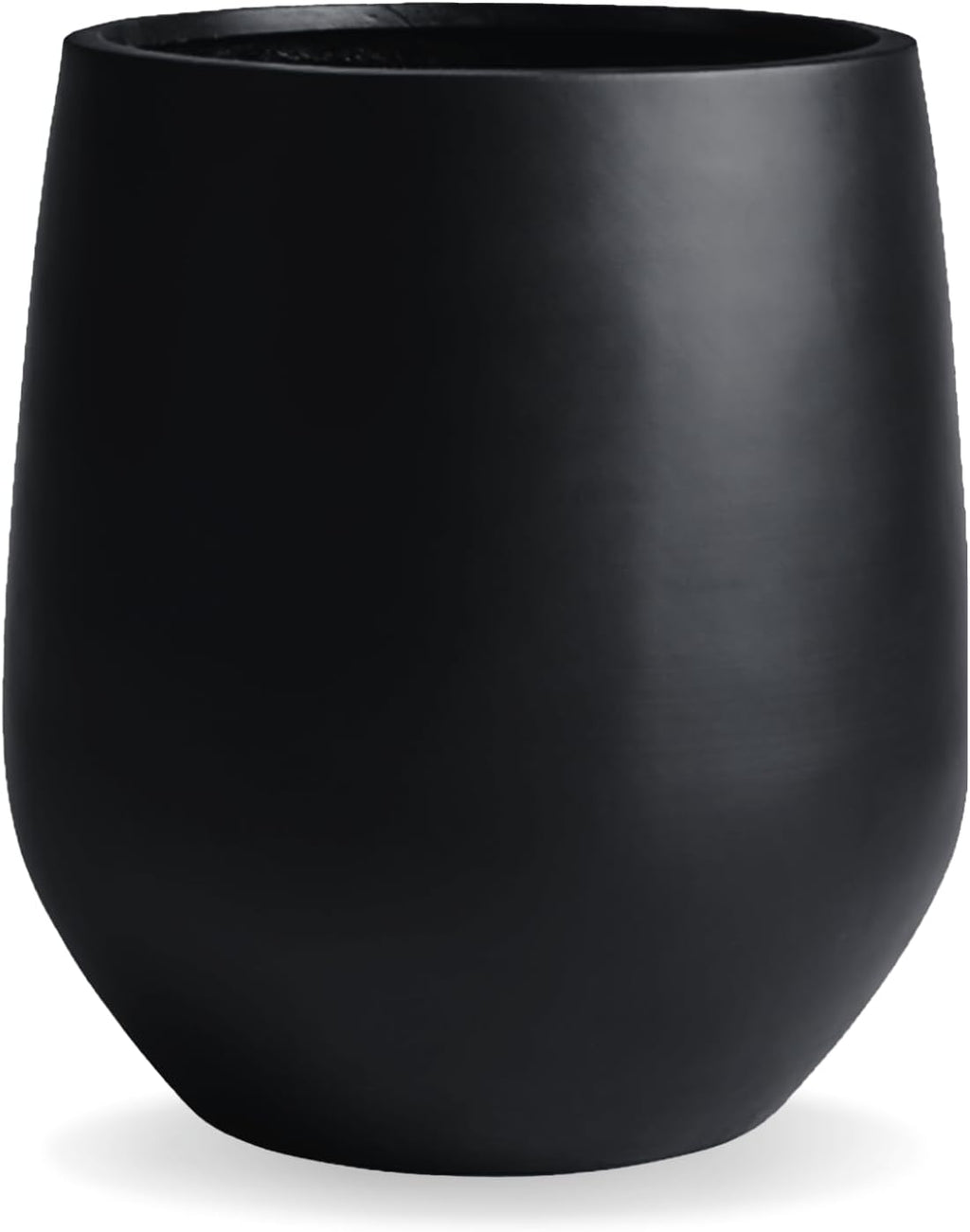 12.5"H x 11.4"D Corso Fiberstone Round Tapered Planter with Drainage Hole, Smooth Finishes, Weather Resistant for Indoor and Outdoor Use, Included 2 Extra Coco Mats (Black, 9" Pot Opening)