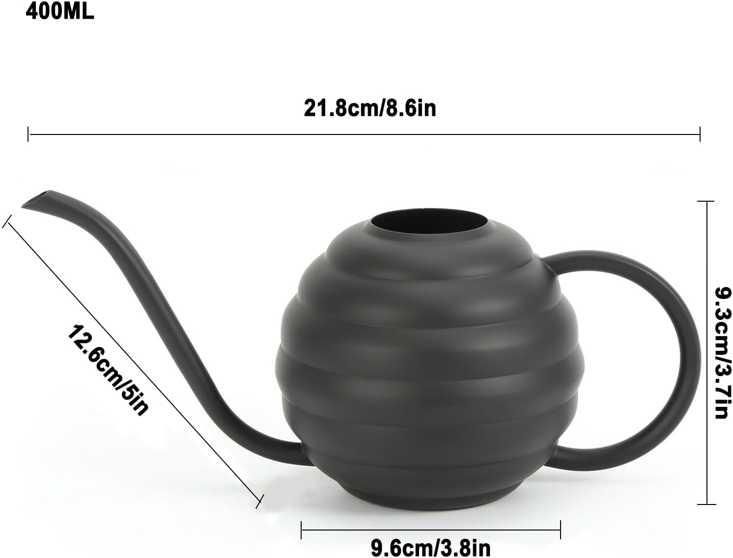 Plant Watering Bottle, 400ml/14oz, Retro Style Watering Can, Frosted (Black)