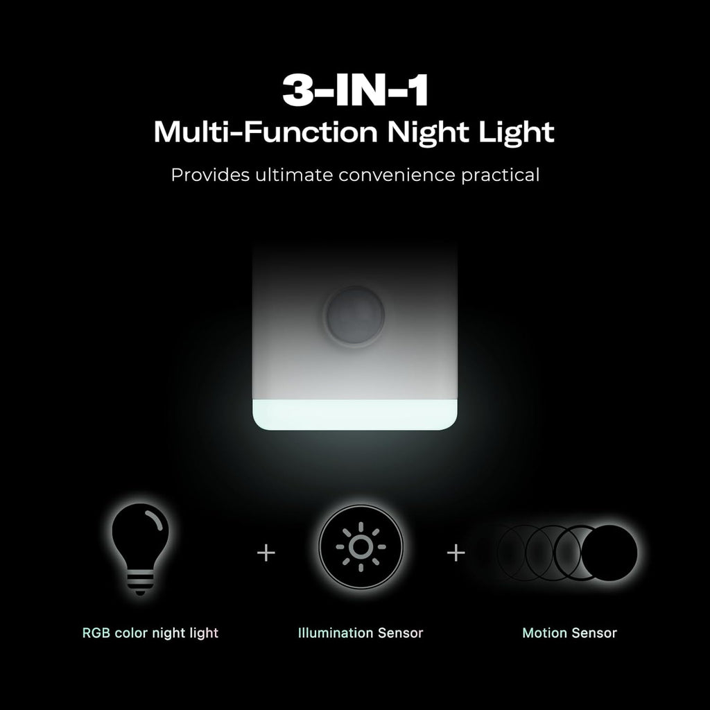 THIRDREALITY Multi-Function Night Light 2 Pack, Zigbee Repeater, 3-in-1 Combines a Motion Sensor, a Illumination Sensor and RGB Color Night Light, 1-100% Adjustable Brightness, Zigbee hub Required