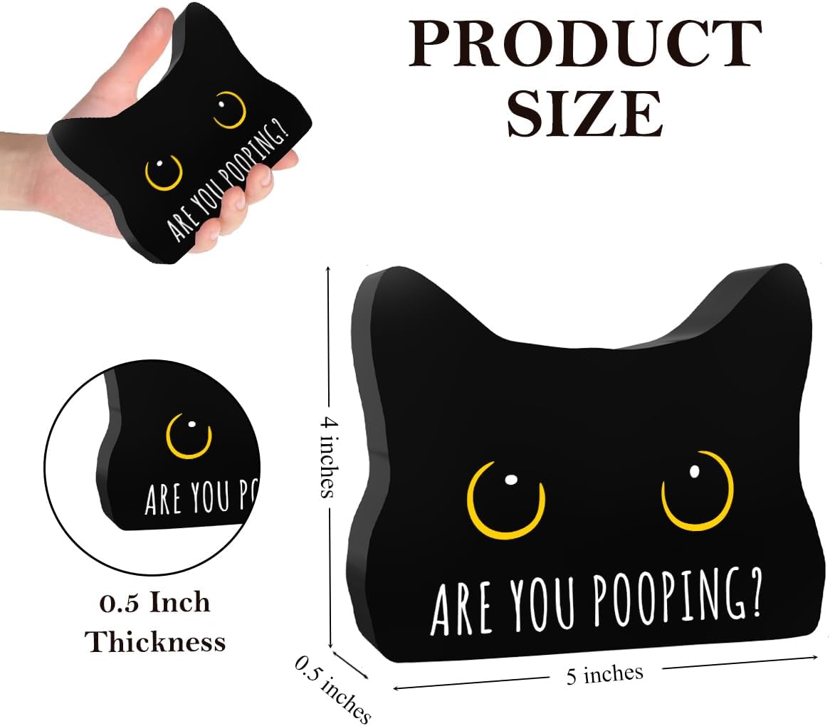 Black Cat Decor Halloween Cat Bathroom Decor Are You Pooping Funny Bathroom Acrylic Decors Sign Cat for Home Bathrooms Cats Lover Gifts For Women Men Halloween Christmas