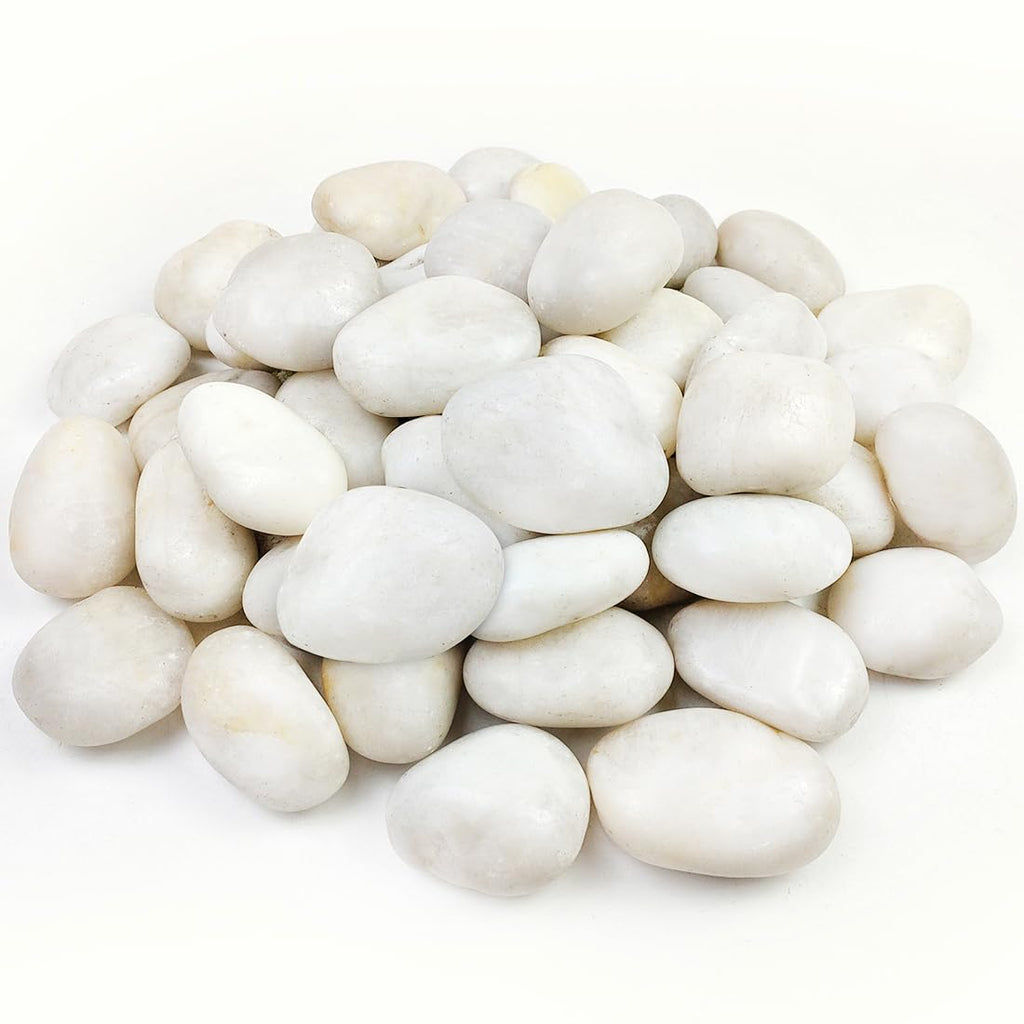 40lbs Large River Rocks for Landscaping, 3-4" White Pebbles for Garden Design, Hand-Picked Smooth Stones for Fish Tank, Flower Pots, Indoor Water Fountains, Pathways, Backyard
