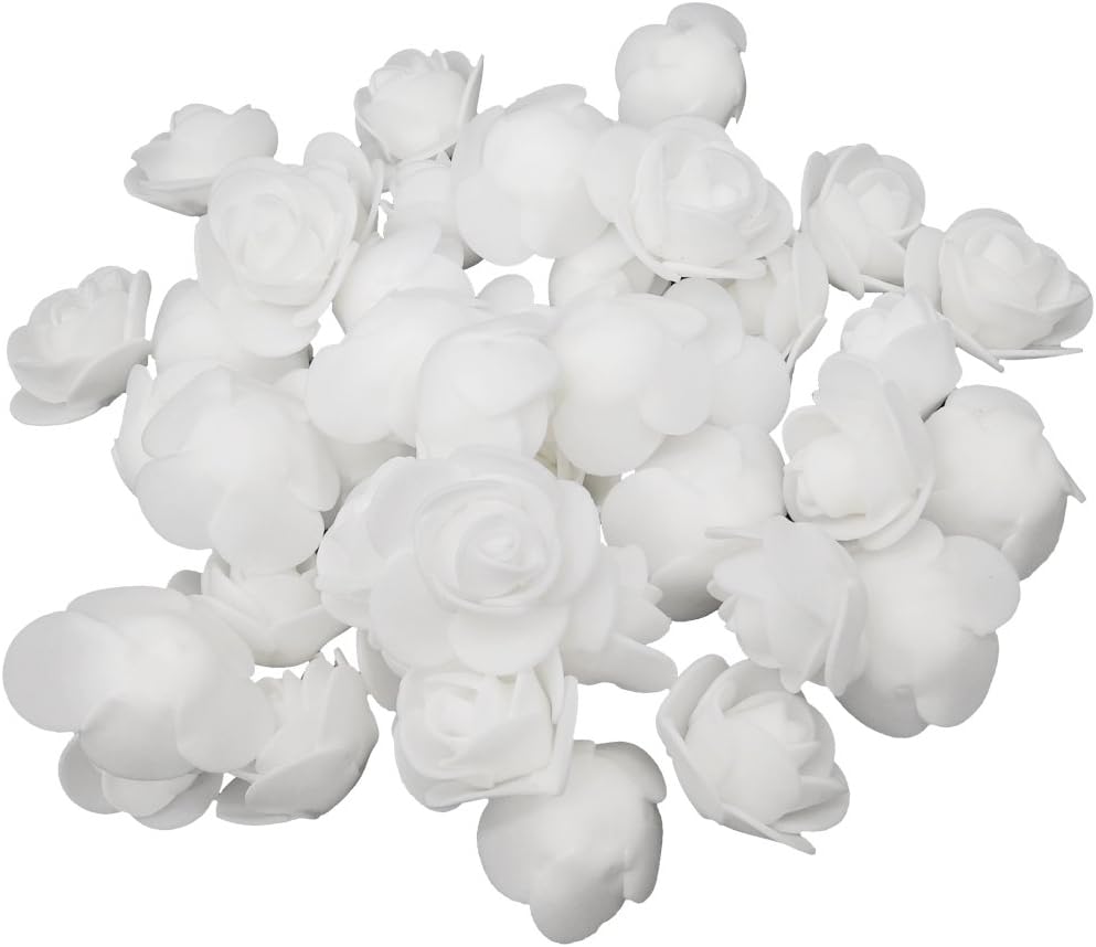 Artificial Flowers 100PCS 3CM Mini Fake Roses for DIY Wedding Bouquets Centerpieces Party Baby Shower Home Decorations (White)