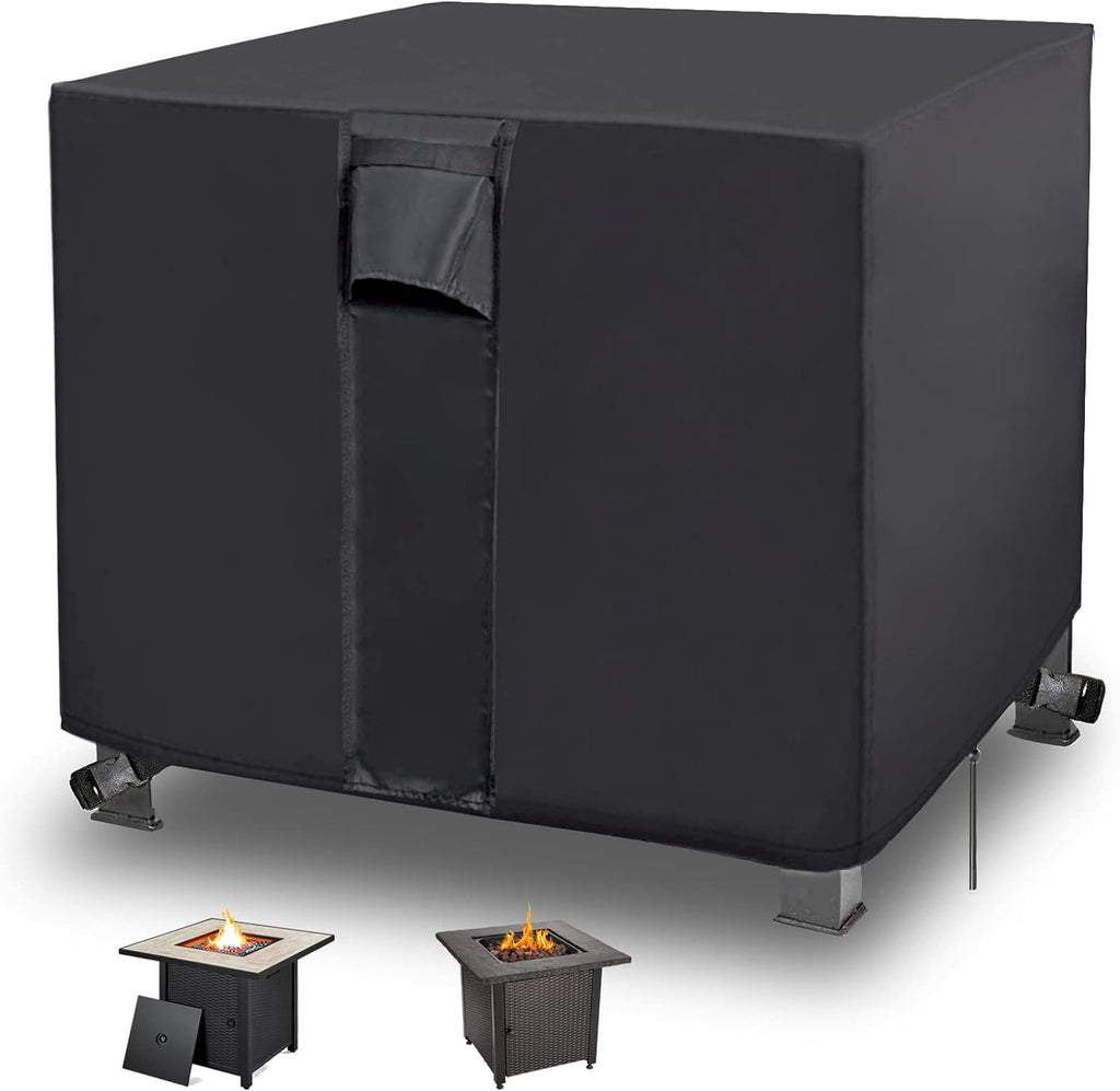 Fire Pit Cover, 28 inch Firepit Covers Square Gas Fireplace Oxford Fabric Square Fire Pit Table Propane Fire Pit for Outdoor Patio Garden- 28 X 28 X 25 inch