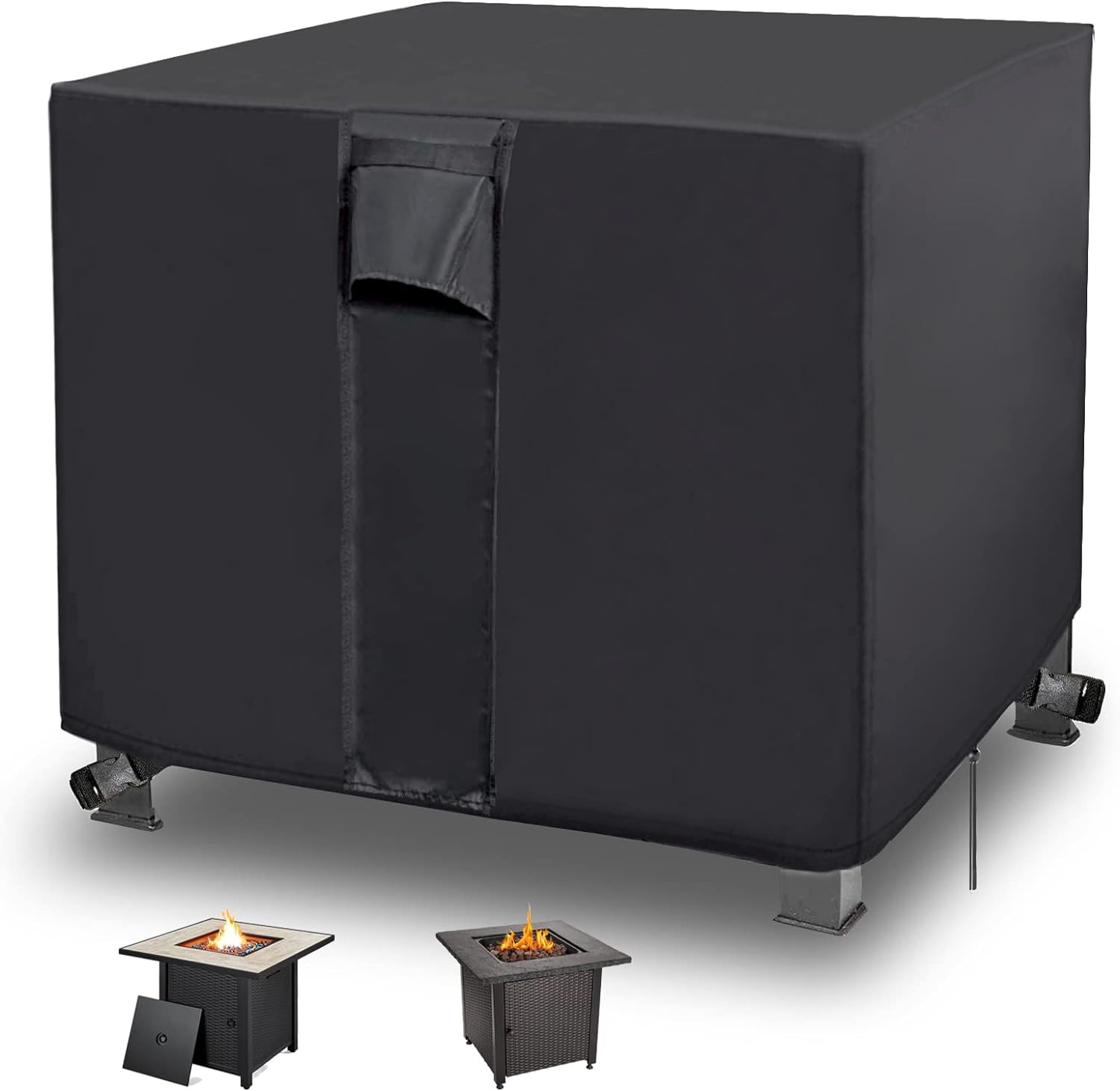 Fire Pit Cover, 28 inch Firepit Covers Square Gas Fireplace Oxford Fabric Square Fire Pit Table Propane Fire Pit for Outdoor Patio Garden- 28 X 28 X 25 inch