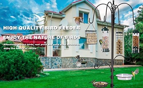 Bird Feeding Station Kit Pole Wild Bird Feeder Hanging Planter Hanger Multi Feeder Hanging with Metal Suet Feeder Bird Bath for Attracting Wild Birds