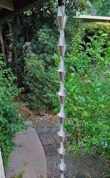 Nutshell Stores Steel Cups Rain Chain - Stainless Steel - 13 Feet