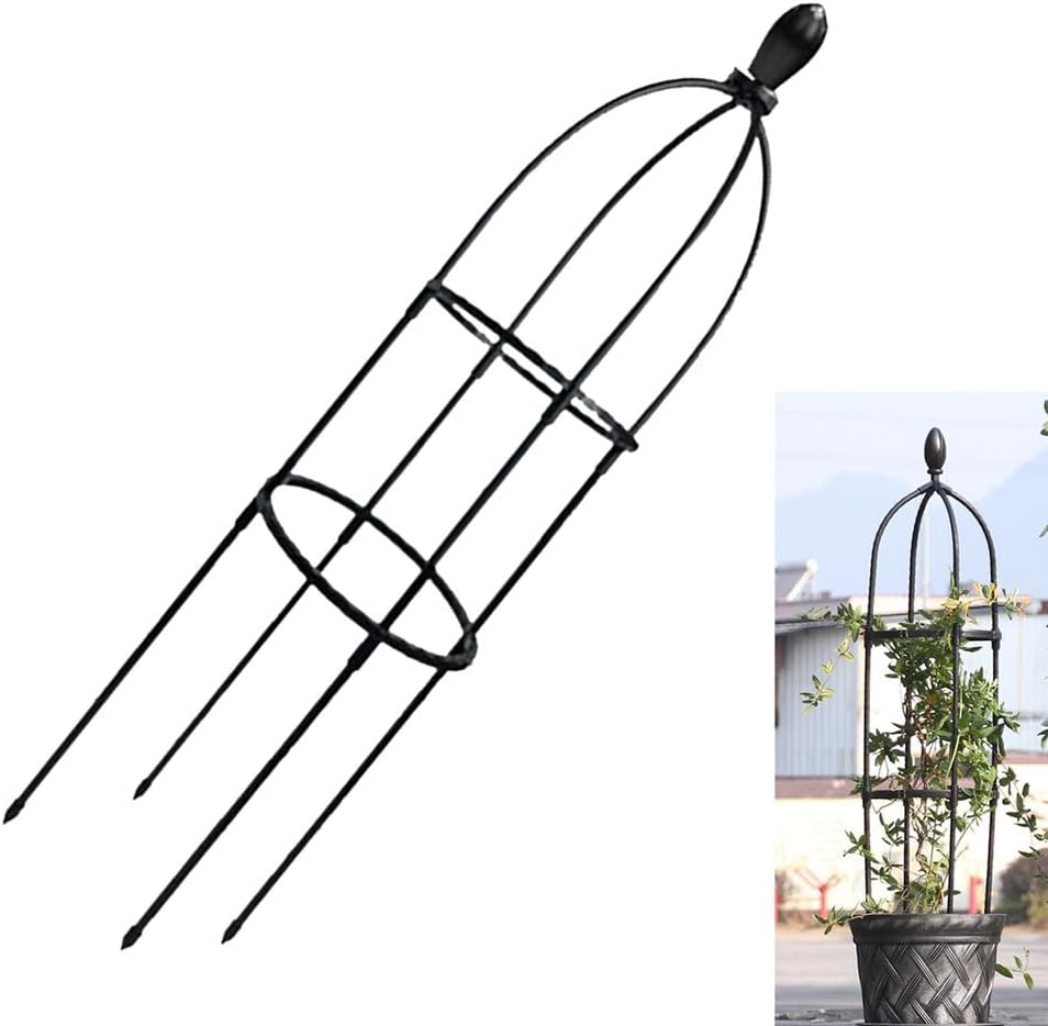 GardenPal Rustproof Metal Pipe Garden Obelisk Trellis, Tomato Cage and Plant Support for Climbing Plants, Potted Tall Plant Stakes for Vine Vegetable Flower Support Outdoor Indoor - 1 Pack