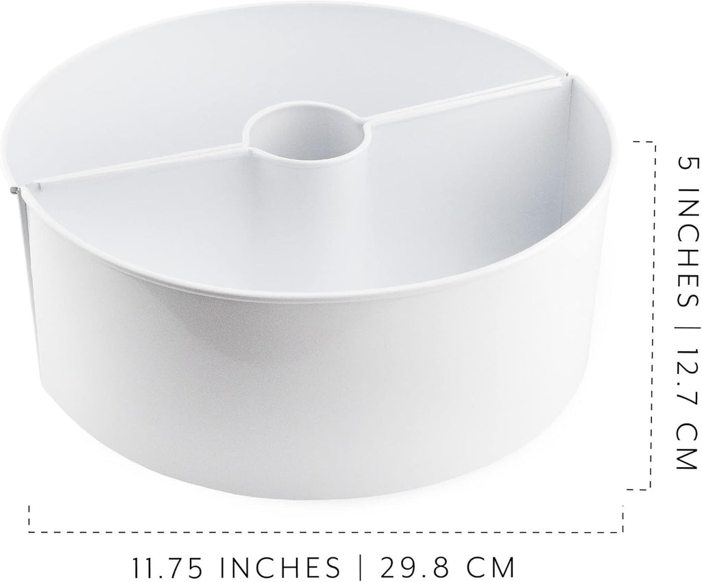 AuldHome Design Umbrella Planter for Patio Table w/Umbrella Hole (White), Enamelware Half-Circle Planter Pots