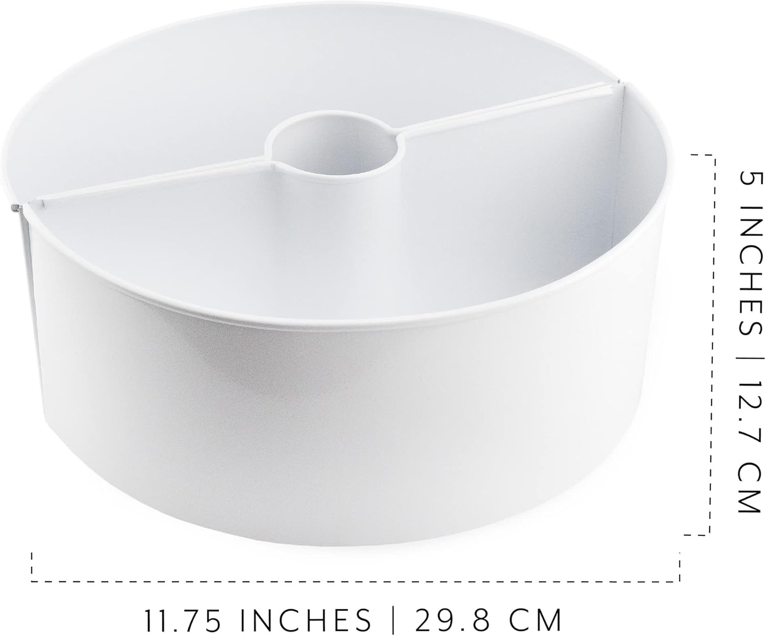 AuldHome Design Umbrella Planter for Patio Table w/Umbrella Hole (White), Enamelware Half-Circle Planter Pots